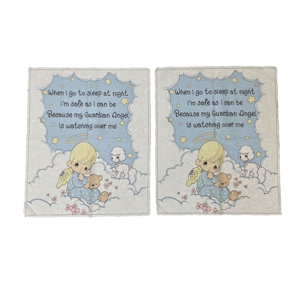 Vtg Precious Moments Fabric Pillow Panel Night Time Prayer to be sewn Nostalgic